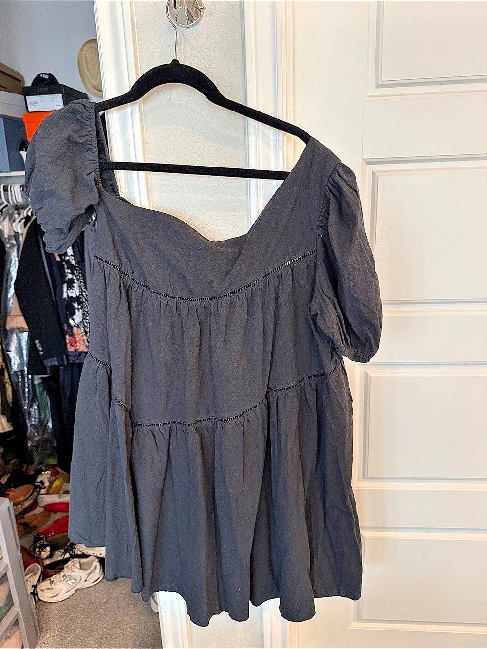 Tiered Mini Dress in Gray Like New